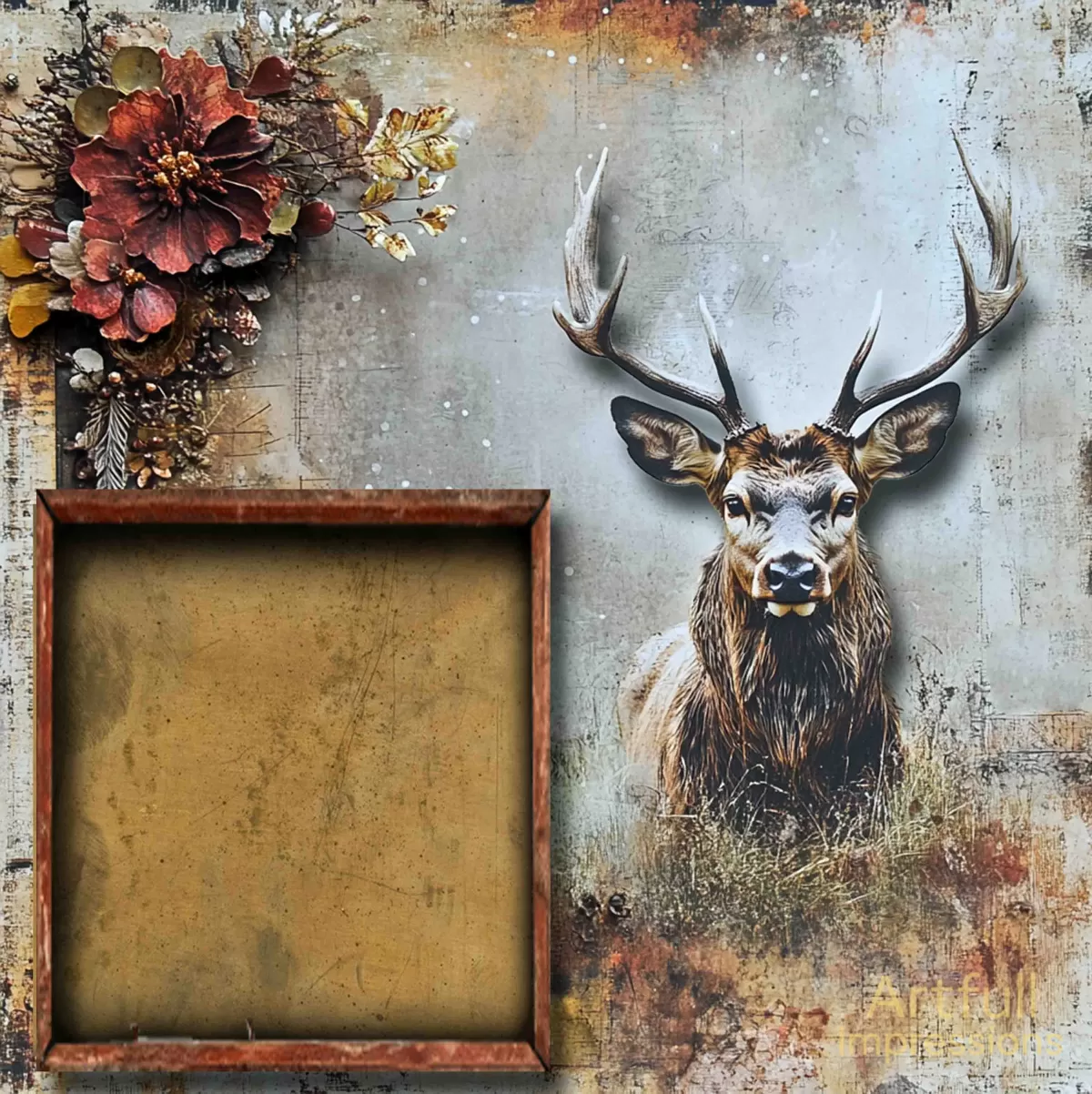 Majestic Autumn Deer - Rustic Woodland