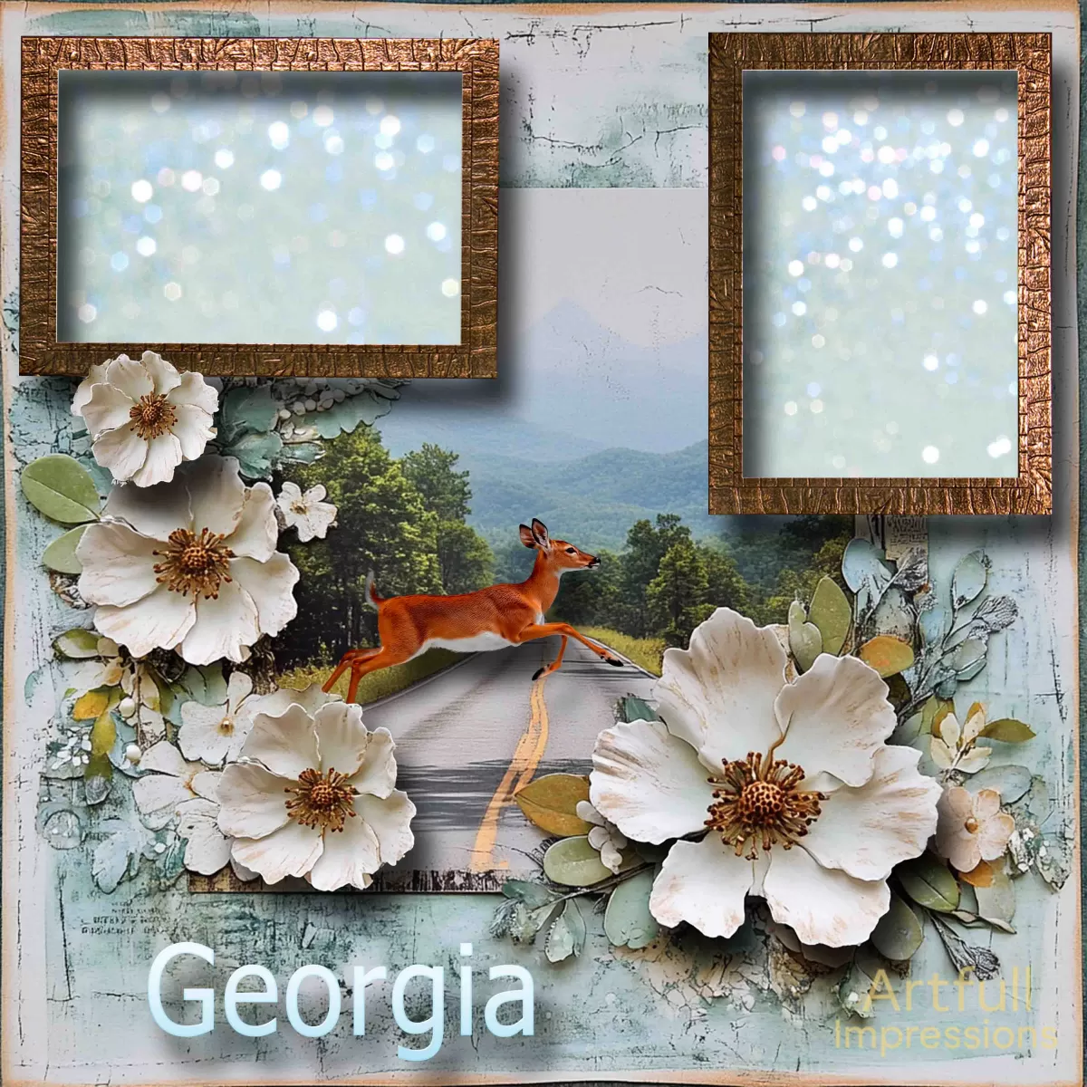 Georgia Scenic Drive–Cherokee Rose Blooms & Deer Crossing Design